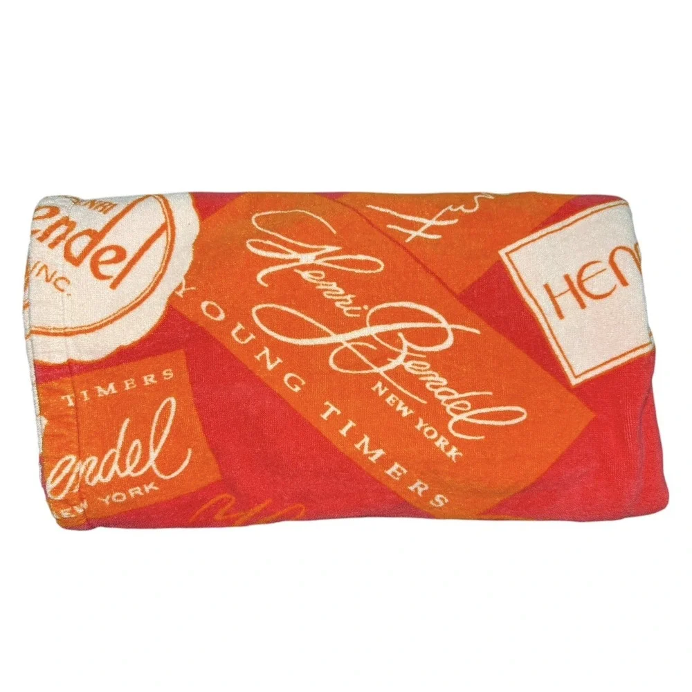 Henri Bendel Beach Towel Under The Sun Sheet Beach Orange Logo XL Yoga Workout